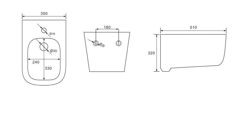 Унитаз подвесной безободковый AQUATEK ДИВА AQ2012-00 510*350*360 мм, горизонтальный выпуск, тонкое сиденье с механизмом плавного закрывания, крепеж