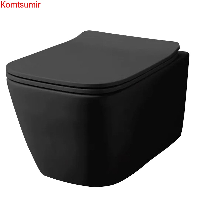 Унитаз подвесной Azario Boca 520х360х345 безободковый с сиденьем микролифт, черный матовый (AZ-2002-MB)