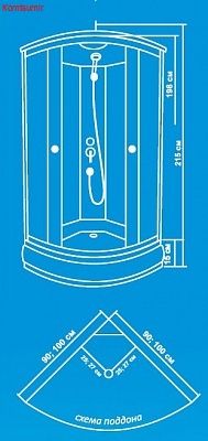 Душевая кабина 110х110х215 Водный Мир ВМ-884-110