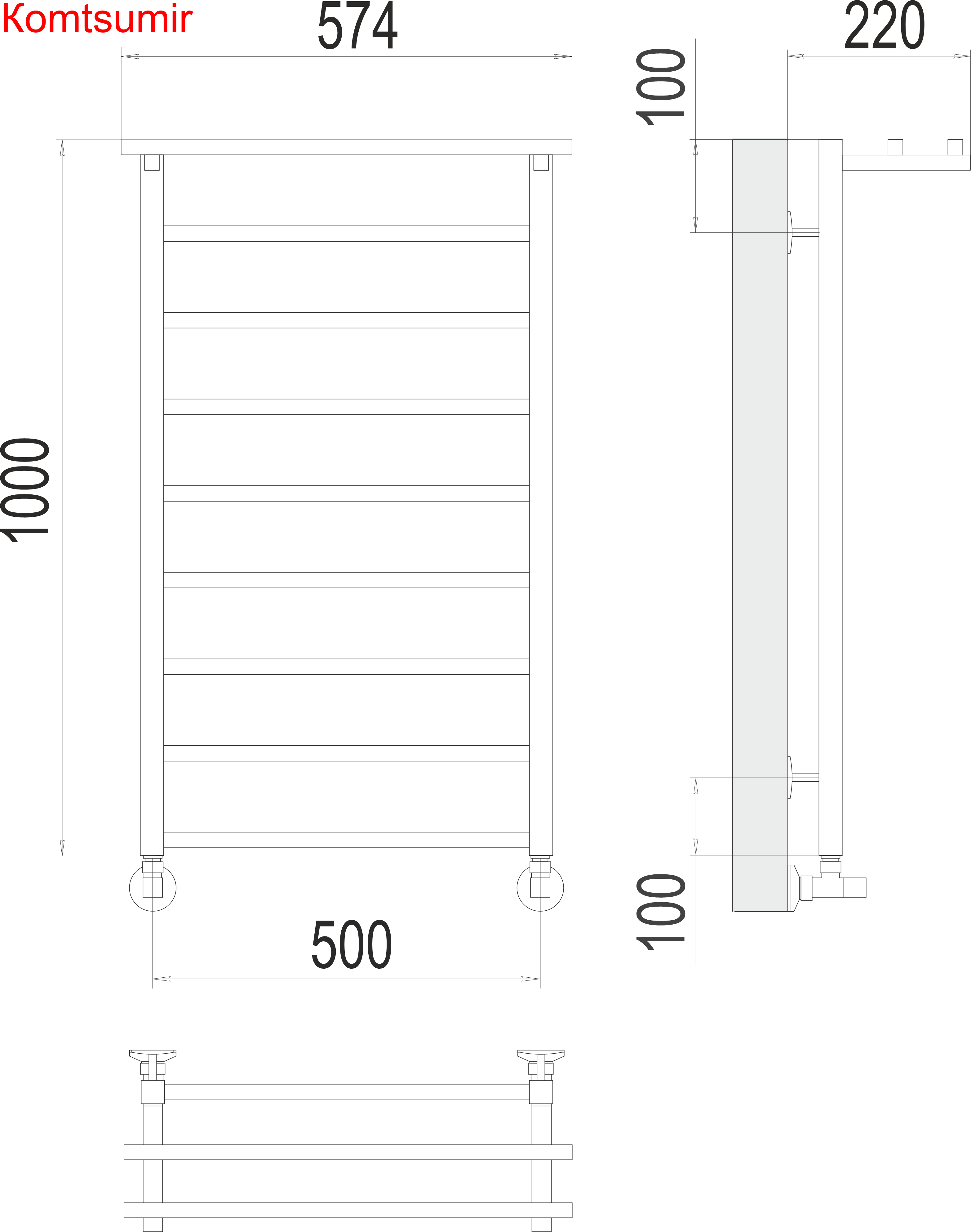 Контур с/п П9 500х1000 Полотенцесушитель  TERMINUS