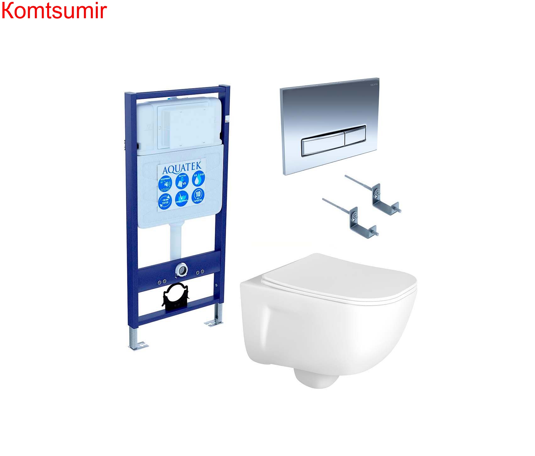 SET AQUATEK ДИВА 4в1 (рама AQUATEK Standard INS-0000012+ кркпеж KKI-0000002+клавиша KDI-0000023+унитаз ДИВА AQ2012-00 с тонким сиденьем soft-close