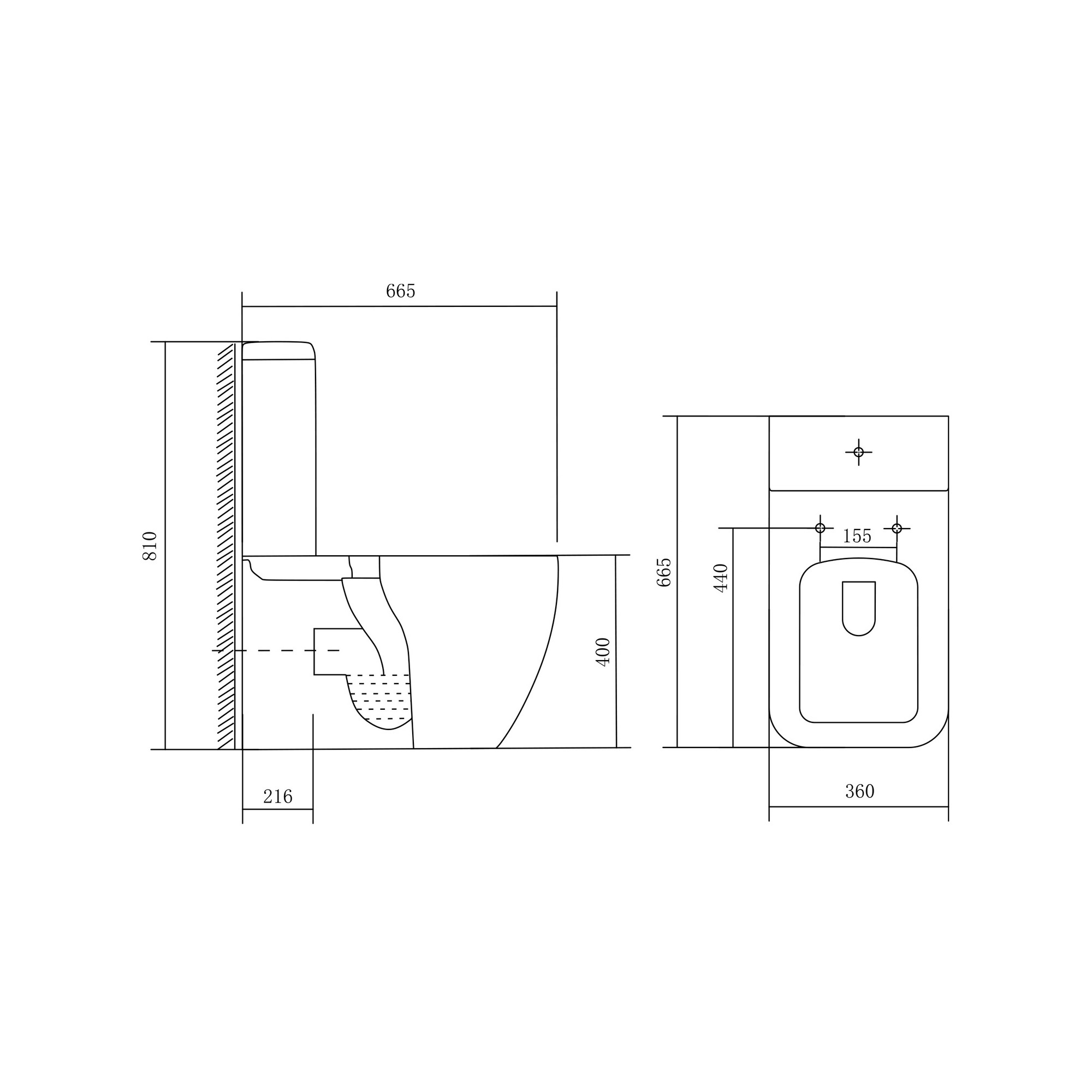 Унитаз-компакт напольный безободковый с бачком AQUATEK ЛИБРА AQ1263-00 665*360*810 мм, горизонтальный выпуск, тонкое сиденье с механизмом плавного закрывания, крепеж