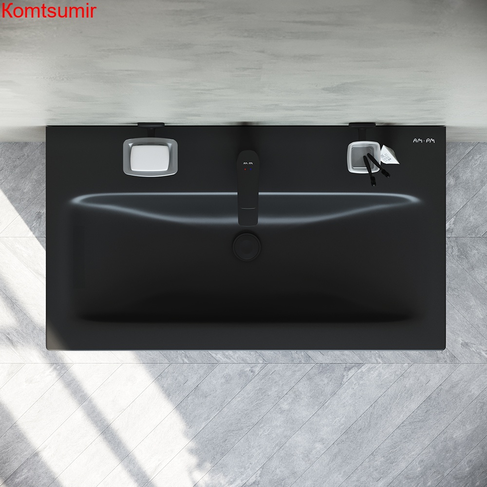 M90WCC0752BM GEM, Раковина мебельная, керамическая, 75 см, встроенная, цвет: черный матовый