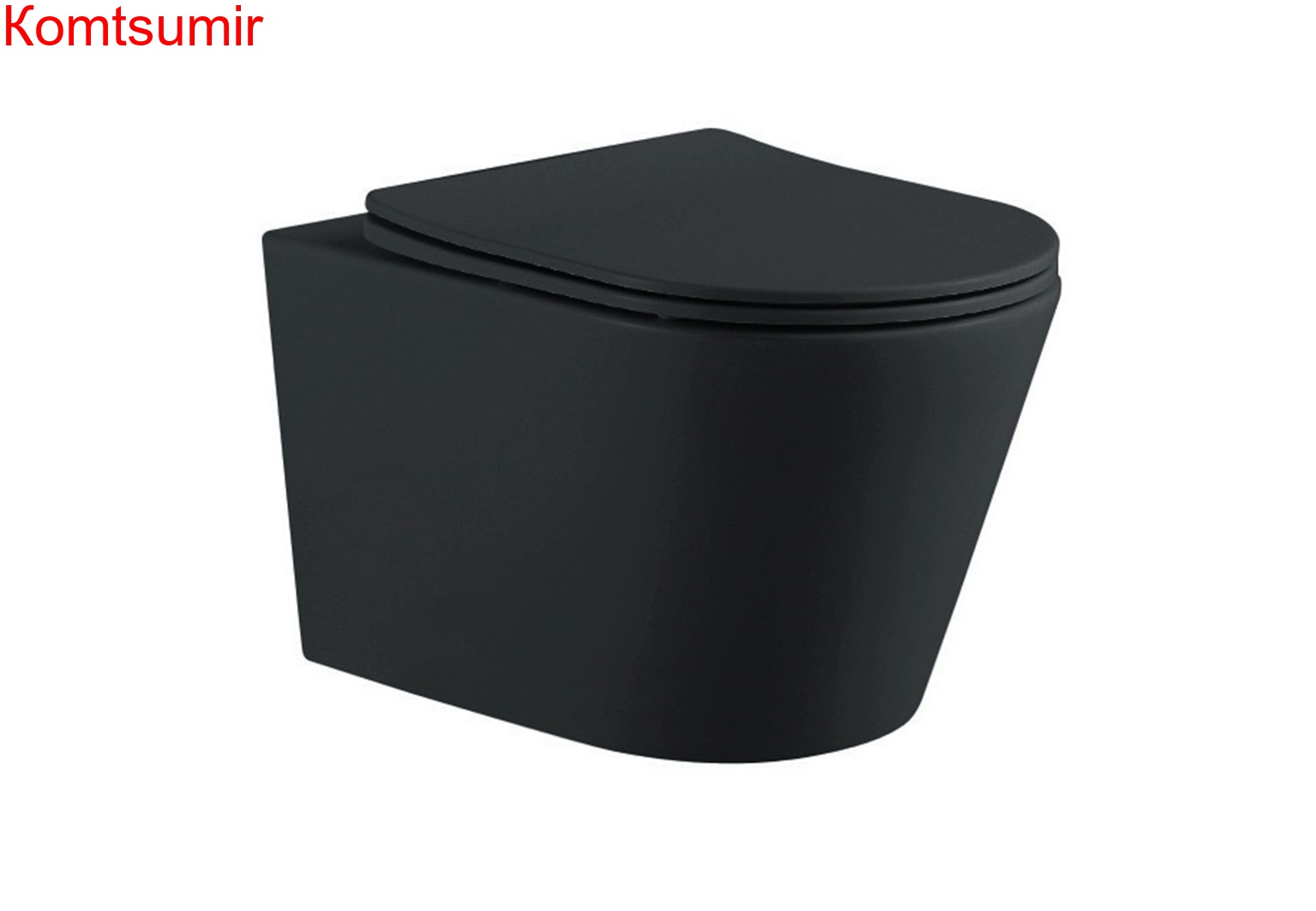 Унитаз подвесной безободковый AQUATEK ВЕГА AQ1905-MB 525*360*320 мм, горизонтальный выпуск, черный матовый, тонкое сиденье с механизмом плавного закрывания, крепеж