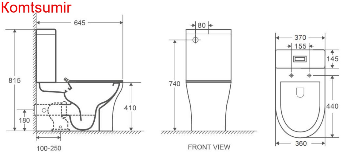 Унитаз-компакт напольный AZARIO Ambra 645x370x815 безободковый, в комплекте сиденьем микролифт (AZ-848G)