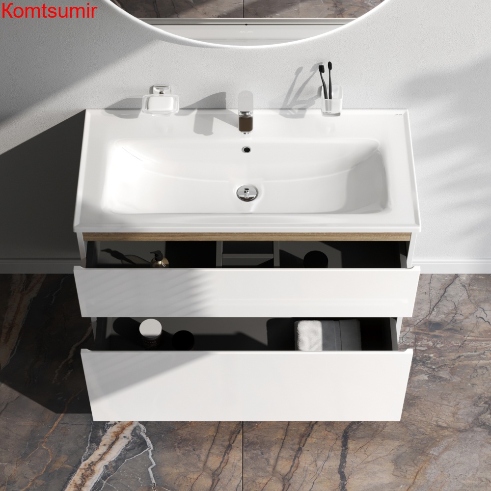 M85AFSX1002WG X-Joy, База под раковину, напольная, 100 см, 2 ящика, белый глянец