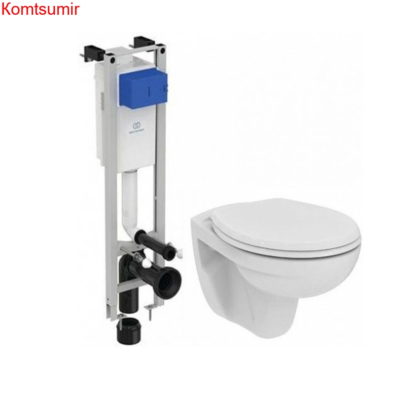 Комплект инсталляции Ideal Standard ProSys Eco Frame M с унитазом Eurovit Rimless безободковый Cut Rimless c сиденьем микролифт E131801 (W660101)