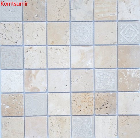 Мозаика Caramelle Mosaic Travertino beige MAT 48x48x8 Мозаика Caramelle Mosaic Travertino beige MAT 48x48x8