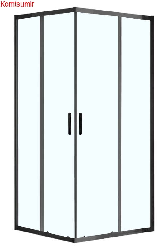 Душевое ограждение Azario 900*900*2000, БЕЗ ПОДДОНА (угловой вход, 2 двери), черный профиль