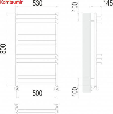 Соренто П12 500х800 Полотенцесушитель  TERMINUS Соренто П12 500х800 Полотенцесушитель  TERMINUS