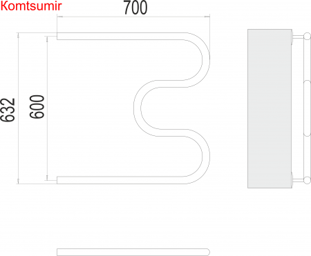 М-обр AISI 32х2 600х700 Полотенцесушитель  TERMINUS М-обр AISI 32х2 600х700 Полотенцесушитель  TERMINUS