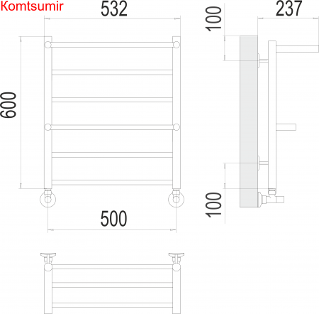 Анкона П6 500х600 Полотенцесушитель  TERMINUS Анкона П6 500х600 Полотенцесушитель  TERMINUS