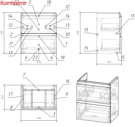 Тумба Cersanit MODUO SLIM 50 Тумба Cersanit MODUO SLIM 50