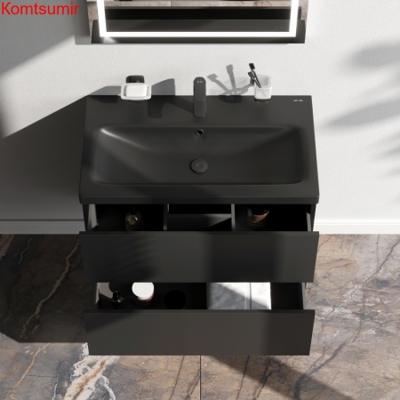 M90FHX07522BM GEM, База под раковину, подвесная, 75 см, 2 ящика push-to-open, цвет: черный матовый M90FHX07522BM GEM, База под раковину, подвесная, 75 см, 2 ящика push-to-open, цвет: черный матовый