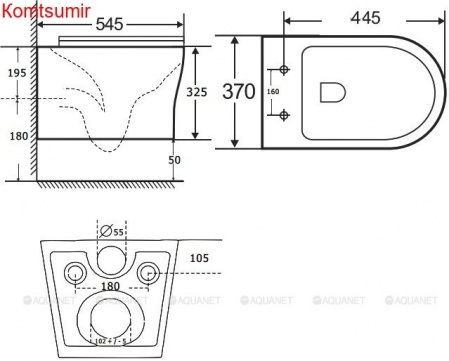 Унитаз подвесной Aquanet Rimless Roll-W CL-12249D Унитаз подвесной Aquanet Rimless Roll-W CL-12249D