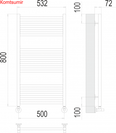 Аврора П16 500х800 Полотенцесушитель  TERMINUS Аврора П16 500х800 Полотенцесушитель  TERMINUS