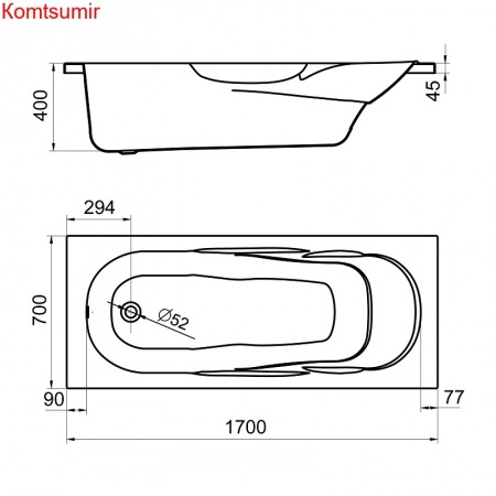 Ванна акриловая Santek Касабланка M 170х70, прямоугольная, белая Ванна акриловая Santek Касабланка M 170х70, прямоугольная, белая