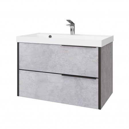 Тумба Fostero 80 подвесная Цемент Светлый с раковиной Тумба Fostero 80 подвесная Цемент Светлый с раковиной