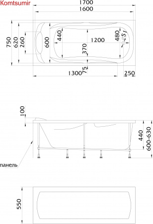 Акриловая ванна 1Marka Dipsa 170x75 Акриловая ванна 1Marka Dipsa 170x75
