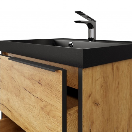 Тумба Fostero 60 подвесная Дуб Крафт золотой с раковиной Тумба Fostero 60 подвесная Дуб Крафт золотой с раковиной