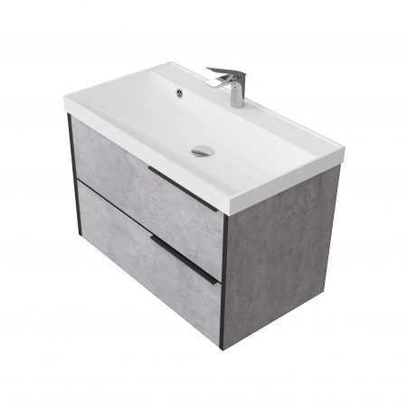 Тумба Fostero 80 подвесная Цемент Светлый с раковиной Тумба Fostero 80 подвесная Цемент Светлый с раковиной