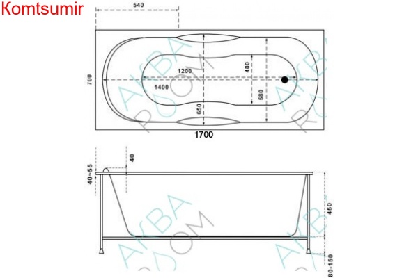 Акриловая ванна BAS стандарт Рио 170*70 Акриловая ванна BAS стандарт Рио 170*70