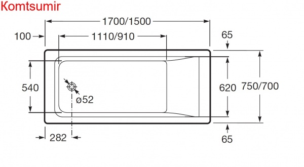Ванна акриловая Roca Easy прямоугольная 170x75 x45 Ванна акриловая Roca Easy прямоугольная 170x75 x45