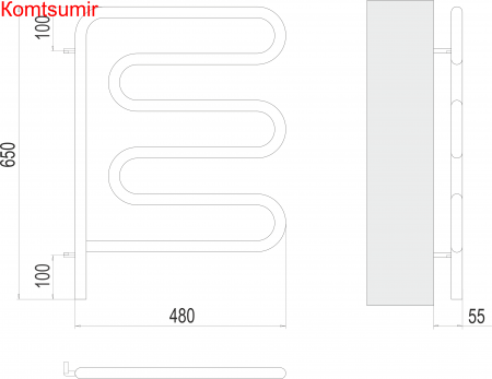 Электро 25 Ш-обр 450х570 поворотный Полотенцесушитель  TERMINUS Электро 25 Ш-обр 450х570 поворотный Полотенцесушитель  TERMINUS