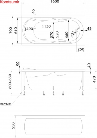 Акриловая ванна 1Marka Vita 160x70 Акриловая ванна 1Marka Vita 160x70