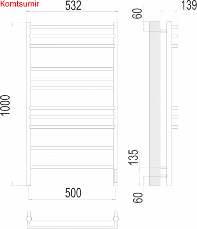 Прато П12 500х1000 электро (sensor quick touch) Полотенцесушитель  TERMINUS Прато П12 500х1000 электро (sensor quick touch) Полотенцесушитель  TERMINUS