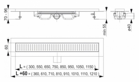 Душевой лоток AlcaPlast APZ101 550 с опорами серый, хром, выпуск боковой Душевой лоток AlcaPlast APZ101 550 с опорами серый, хром, выпуск боковой