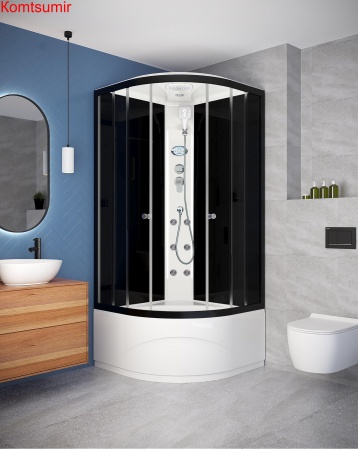 Душевая кабина DOMANI-Spa Delight Slim 110 high Чёрное стекло (100*100) Душевая кабина DOMANI-Spa Delight Slim 110 high Чёрное стекло (100*100)