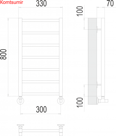 Контур П7 300х800 Полотенцесушитель  TERMINUS Контур П7 300х800 Полотенцесушитель  TERMINUS