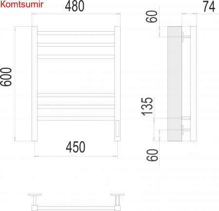 Ватикан П6 450х600 электро КС 9003 матовый  ( new встроен диммер) Полотенцесушитель TERMINUS Ватикан П6 450х600 электро КС 9003 матовый  ( new встроен диммер) Полотенцесушитель TERMINUS