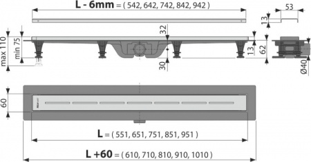 Душевой лоток AlcaPlast APZ18 650M Душевой лоток AlcaPlast APZ18 650M