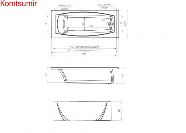 Акриловая ванна 1Marka PRAGMATIKA 193-170x80 Акриловая ванна 1Marka PRAGMATIKA 193-170x80