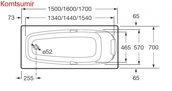 Ванна акриловая Roca SURESTE прямоугольная 150х70 Ванна акриловая Roca SURESTE прямоугольная 150х70