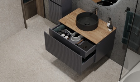 Тумба Cossety 80 подвесная, Антрацит/Дуб Крафт золотой Тумба Cossety 80 подвесная, Антрацит/Дуб Крафт золотой