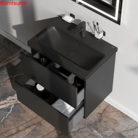 M90FHX06022BM GEM, База под раковину, подвесная, 60 см, 2 ящика push-to-open, цвет: черный матовый M90FHX06022BM GEM, База под раковину, подвесная, 60 см, 2 ящика push-to-open, цвет: черный матовый