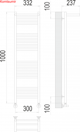 Аврора с/п П20 300х1000 Полотенцесушитель  TERMINUS Аврора с/п П20 300х1000 Полотенцесушитель  TERMINUS
