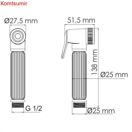 WasserKRAFT A139 Гигиеническая лейка с фиксатором WasserKRAFT A139 Гигиеническая лейка с фиксатором