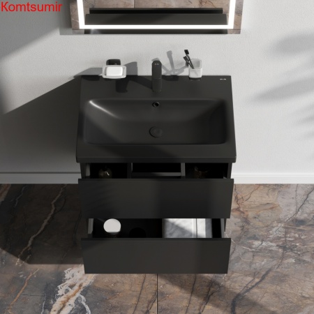 M90FHX06022BM GEM, База под раковину, подвесная, 60 см, 2 ящика push-to-open, цвет: черный матовый M90FHX06022BM GEM, База под раковину, подвесная, 60 см, 2 ящика push-to-open, цвет: черный матовый