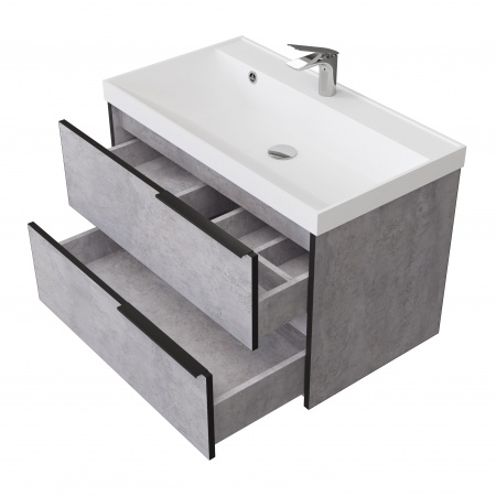 Тумба Fostero 80 подвесная Цемент Светлый с раковиной Тумба Fostero 80 подвесная Цемент Светлый с раковиной