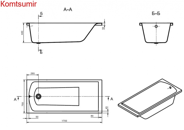 Ванна акриловая Santek Фиджи 170х75, прямоугольная белая Ванна акриловая Santek Фиджи 170х75, прямоугольная белая