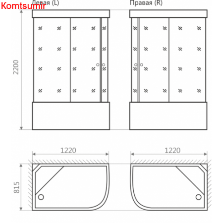 Душевая кабина Domani-Spa Delight 128high L/R чёрное сттекло (120*80) Душевая кабина Domani-Spa Delight 128high L/R чёрное сттекло (120*80)
