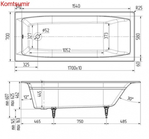 Ванна чугунная Wotte Forma 1500х700х445 (БП-э00д1466) Ванна чугунная Wotte Forma 1500х700х445 (БП-э00д1466)