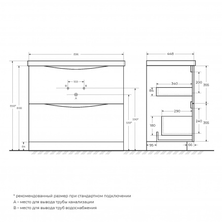 База под раковину напольная BelBagno MARINO-900-2C-PIA-BL-P База под раковину напольная BelBagno MARINO-900-2C-PIA-BL-P