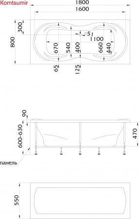 Акриловая ванна 1Marka DINAMIKA 180x80 Акриловая ванна 1Marka DINAMIKA 180x80