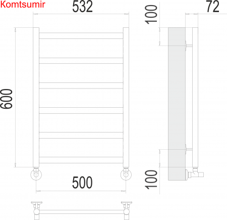 Аврора П6 500х600 Полотенцесушитель  TERMINUS Аврора П6 500х600 Полотенцесушитель  TERMINUS