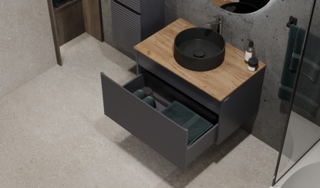 Тумба Cossety 80 подвесная, Антрацит/Дуб Крафт золотой Тумба Cossety 80 подвесная, Антрацит/Дуб Крафт золотой